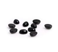 SHGbeads Lot de 5 cabochons ovales en agate noire à dos plat pour fabrication de bijoux 6 x 8 mm