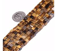 SHGbeads Perles carrées en œil de tigre de 4 mm pour la fabrication de bijoux, loisirs créatifs, 38,1 cm
