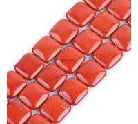 SHGbeads Perles naturelles en jaspe rouge carré 20 mm pour fabrication de bijoux 38,1 cm