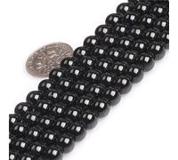 ShgBeads Perles rondes en vrac en tourmaline naturelle 6 mm Grand trou 1,5 mm 2 mm 38,1 cm 6 mm Noir 6 mm