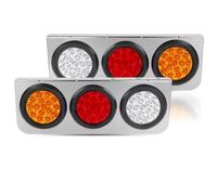 SHGJGH Feux de Position Feu Stop LED Pour Pare-chocs Arrière Indicateur D'arrêt De Stationnement Dégagement Latéral Clignotant Étanche Barre Ronde Clignotant Latéral(2pcs 3in 1 Taillight)