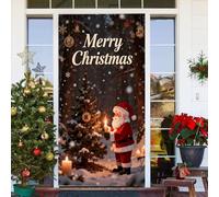 shgsgWK Housse élastique de porte d'entrée de Noël - 9,1 x 2,1 m - Couverture de porte d'entrée de Noël pour portes d'entrée, décoration de vacances d'hiver amusante pour intérieur/extérieur, cuisine