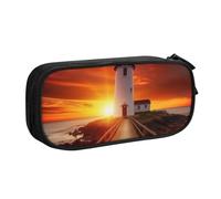 shgwehh Grande trousse à crayons imprimée Sunset at The Seaside - Jolie trousse à crayons - Organiseur de papeterie pour filles et garçons - Bleu, Noir , Taille unique, Organiseur de sac