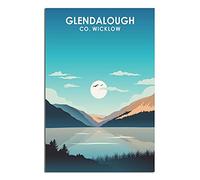 shgwehh Plaque en métal Glendalough Wicklow Mountain River Moon - Décoration murale vintage rustique - Pour café, bar, chambre à coucher, maison - 30 x 43 cm