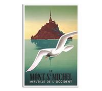 shgwehh Plaque en métal vintage « France Le Mont Saint Michel » - Décoration murale de voyage - 30 x 43 cm