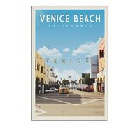shgwehh Plaque en métal vintage Venice Beach California - Décoration murale rustique - Pour café, bar, chambre à coucher - 20 x 30 cm