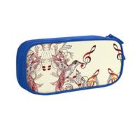 shgwehh Trousse à crayons avec imprimé notes de musique et oiseaux volants - Organisez vos articles de papeterie avec élégance, bleu, Taille unique, Organiseur de sac