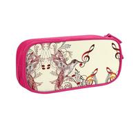 shgwehh Trousse à crayons avec imprimé notes de musique et oiseaux volants - Organisez vos articles de papeterie avec élégance, rose, Taille unique, Organiseur de sac