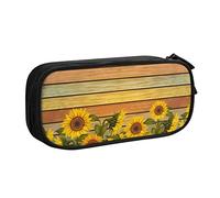 shgwehh Trousse à crayons avec motifs de chats colorés et mignons - Multifonctionnelle - Grande trousse de rangement avec fermeture éclair - Pour le bureau et les voyages, Tournesols sur bois, Taille