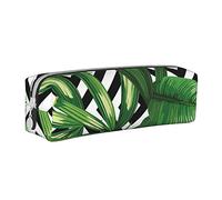 shgwehh Trousse à crayons carrée en cuir avec motif silhouette de fougère et feuille de fougère naturelle avec fermeture éclair pour l'école, le bureau et les voyages, Feuilles tropicales., Taille