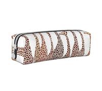 shgwehh Trousse à crayons carrée en cuir avec motif silhouette de fougère et feuille de fougère naturelle avec fermeture éclair pour l'école, le bureau et les voyages, Girafes mignonnes et amusantes,