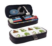 shgwehh Trousse à crayons en cuir de grande capacité, jolie trousse de maquillage avec flèches corail et bleu sarcelle pour homme et femme, Tortues grenouille serpent, Taille unique, Organiseur de sac