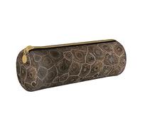 shgwehh Trousse ronde en cuir avec fermeture éclair Motif Border Collie Floral pour l'école, le bureau et les voyages, Petoskey Stone, Taille unique, Organiseur de sac