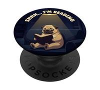 Shhh I'm Reading Carlin - Bibliothèque drôle de Rat de bibliothèque PopSockets PopGrip Adhésif
