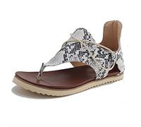 Shhyy Femmes Gladiateur Sandale, Femme Léopard Sandales,Confortable léopard Cou Tongs Vintage décontracté Dos Talon Plat Clip-Toe Chaussures,E,38
