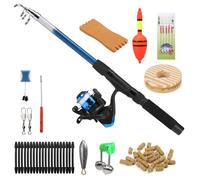 SHI-Kit de Pêche Complet - Canne Télescopique 1.8m avec Moulinet - Inclut Leurres, Flotteurs et Accessoires - Modèle JM