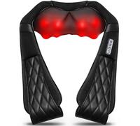 Shiatsu Coussin de massage électrique 3D pour le cou et le dos avec chaleur pour épaules, bas du dos, pieds, muscles des jambes, soulagement de la douleur relaxante en voiture, bureau et maison (noir)