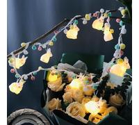 SHIBA-1.65M 10 LED Chambre d'enfant Animal Mignon Lapin Pompons Colorés Guirlande Lumineuse pour Vacances Mur Fenêtre Arbre Fête C[4
