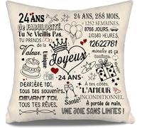 SHIBA-24 Ans de Fabulosité Housse de Coussin pour Anniversaire 24 Ans Fille Fils S?ur Amis Cousine Frère Petite Amie Petit ami 24è[1