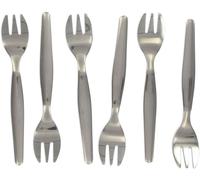 SHIBA-32133 Lot de 6 fourchettes à huîtres, fourchette dessert, fourchettes pour huîtres, Acier inoxydable, Argenté, 12,5 cm[1928]