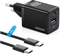 SHIBA-35W Chargeur Rapide USB-C: GaN Prise Secteur 2-Port (USB C+USB A), Mural Chargeur USBC avec 60W Rapide Câble 1M, Adaptateur [1