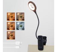 SHIBA-3W Lampe Pince USB Rechargeable, Type C Charge, 5 Couleur et 5 Intensité, Lampe Lecture Tactile sans Fil, Lampe de Bureau Cl[2