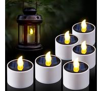 SHIBA-6pcs Bougies LED Solaires Rechargeables Scintillement Bougie Chauffe-Plat Étanche, Parfait pour le Patio,Jardin, Mariage, Fê[1
