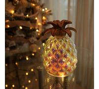 SHIBA-7"(17.8cm) Light Up Mercury Glass Silver Pineapple with Timer-Battery Operated Table Top Decoration for Festive-Christmas Ce[5