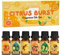 Shiba-Agrumes Huiles Essentielles, 6x10ml Huile Essentielle Bio Pour Diffuseurs, Humidificateurs, Massage, Orange Douce, Bergamote[1