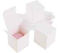 SHIBA-Boîtes en papier kraft blanc 50 pièces, boîtes en papier kraft blanc carré, boîte en carton avec couvercle facile à assemble[8