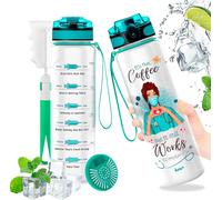 SHIBA-. Bouteille d'eau Tritan 1L pour Infirmières - Sans BPA, avec Filtre à Fruits et Brosse de Nettoyage Incluse - Infirmiere Ac[4