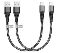SHIBA-Câble iPhone Court 30CM Lot de 2[Certifié MFi], Câble Chargeur iPhone Court Nylon Câble Lightning USB Cable iPhone Charge Ra[3