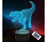 SHIBA-Dinosaure 3D Illusion Optique Lampe LED Veilleuses pour Enfants Garçons Filles Cadeaux, Télécommande 16 Couleurs avec Minute[3