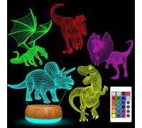SHIBA-Dinosaure Lampe Illusion 3D, 16 Changements de Couleur et Télécommande de Noël et Décorations de Chambre, y Compris Tyrannos[3