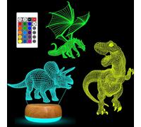 SHIBA-Dinosaure Lampe Illusion 3D, 16 Changements de Couleur et Télécommande pour Cadeaux de Noël et Décorations de Chambre, y Com[3