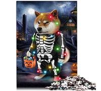 Shiba Dog in Skull Costume Puzzles pour Adultes 1000 pièces Premium 100% Planche recyclée Adultes Puzzles Cadeaux 26x38 cm