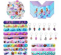 SHIBA-Gabby's Party Favors, Décoration Anniversaire Gaby Chat, 12 Pcs Gabby's Bracelets Enfants Snap Band, 50 Pcs Autocollants de [1
