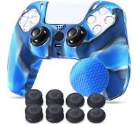 Shiba-Grip Texture Silicone Peau Coques Skin Pour Manette Ps5 Dualsense X 1 (Bleu) Avec Pro Thumb Grips Prises De Pouce X 8[907]