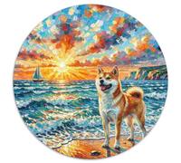 Shiba Inu 1000 Pièces Puzzle Circulaire Animal de Compagnie Chien Puzzle Adulte pour Enfants Jeu Cadeau Unique Jeu D'Intelligence Cadeaux 1000pcs (67.5x67.5cm)