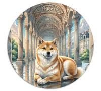 Shiba Inu 1000 Pièces Puzzle Circulaire Animal de Compagnie Chien Puzzle Adulte pour Enfants Pression Réduite Puzzle Jeu D'Intelligence De l'art De La Décoration Moderne 1000pcs (67.5x67.5cm)