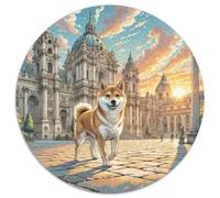 Shiba Inu 1000 Pièces Puzzle Circulaire Animal de Compagnie Chien Puzzles Classiques Jeu Cadeau Unique Jeu D'Intelligence De l'art De La Décoration Moderne 1000pcs (67.5x67.5cm)
