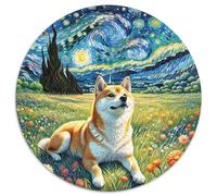 Shiba Inu 1000 Pièces Puzzle Circulaire Animal de Compagnie Chien Puzzles Classiques Jeu Cadeau Unique Jeu D'Intelligence Cadeaux 1000pcs (67.5x67.5cm)