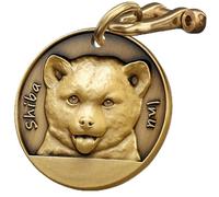 Shiba Inu -Archaize - Plaque d'identification 3D personnalisée en cuivre massif avec nom et téléphone, finition polie anti-taches pour chiens