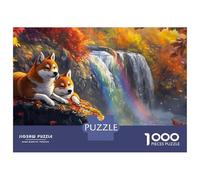 Shiba Inu & Automne. Puzzle Chiot Cascade 1000 Pièces Papier Épais pour La Famille Couleurs Vives Activité Parent-Enfant Cadeau D’Anniversaire Idée Cadeau Parfaite 70x50cm/1000pcs