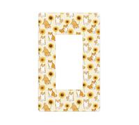 Shiba Inu Cache-plaque murale en forme de tournesol 1 gang sans vis Taille standard 11,7 x 7,1 cm, cache-prise pour interrupteur décoratif, polycarbonate thermoplastique