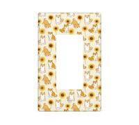 Shiba Inu Cache-plaque murale motif tournesol 1 gang Taille standard 11,2 x 6,9 cm, couvercle décoratif pour interrupteur d'éclairage, couvercle de sortie, polycarbonate thermoplastique
