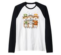 Shiba Inu Chien Leprechaun Trèfle Jour de la Saint-Patrick Irlande Manche Raglan