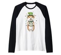 Shiba Inu Chien Leprechaun Trèfle Jour de la Saint-Patrick Irlande Manche Raglan