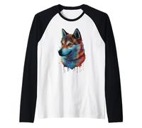 Shiba Inu Coloré Splatter Art Aquarelle Peint Manche Raglan
