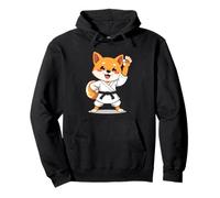 Shiba Inu dessiné en Tenue de karaté avec Ceinture Noire Sweat à Capuche